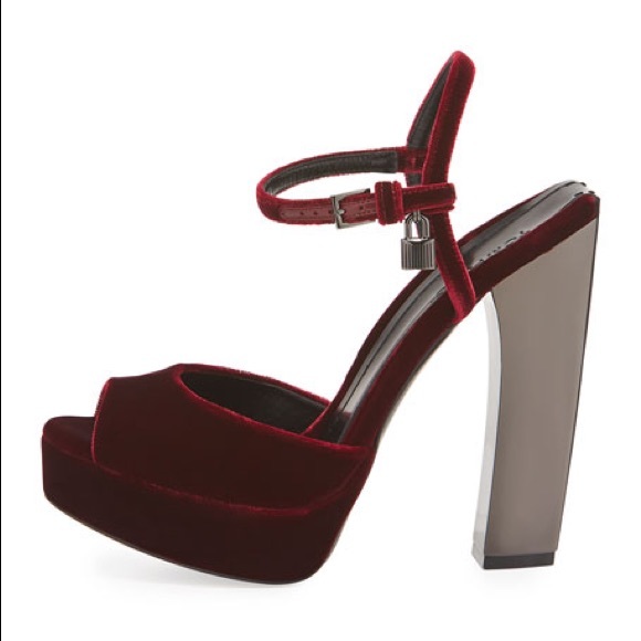 Tom Ford Shoes - Tom Ford Velvet Platform padlock  Sandals Wine